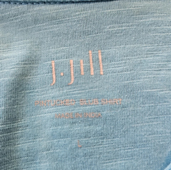 J. Jill Size Large Blue Pintucked Slub Shirt Button Front Long Sleeve Casual - Picture 7 of 10